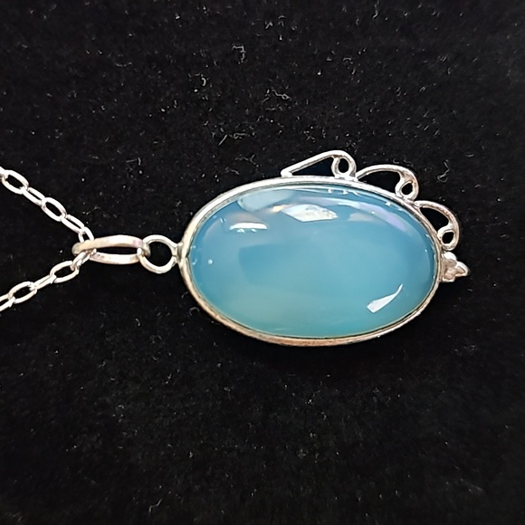 Blue Chalcedony Silver Necklace - Picture 2 of 4